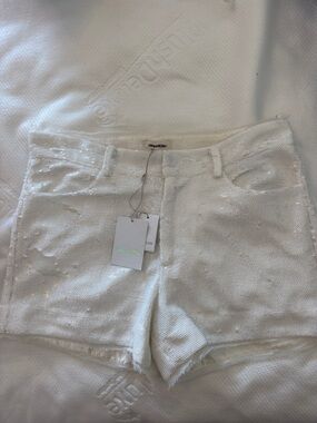 Zadig & Voltaire White Sequin Short Shorts